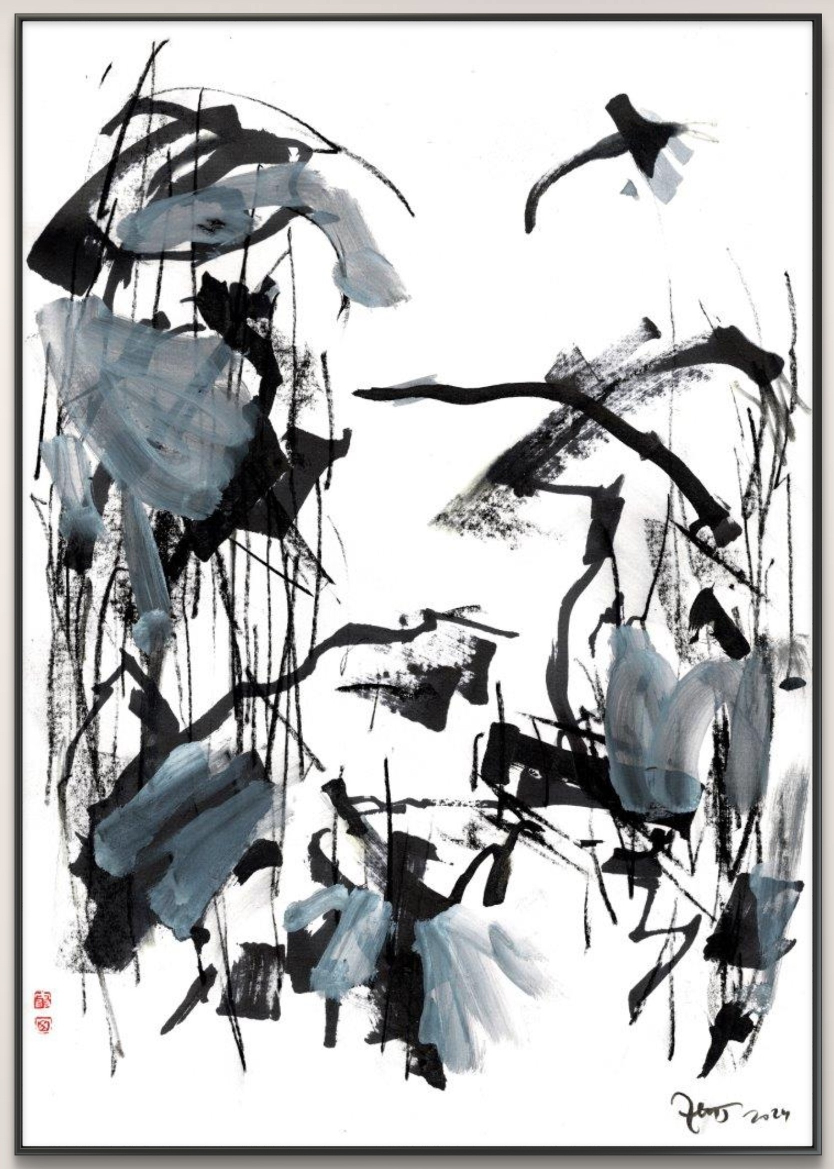 wabi sabi art: winter at the lotus pond